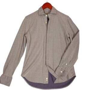 Canali Button Down Shirt Mens Small Blue Textured Quiet Luxury Business Preppy